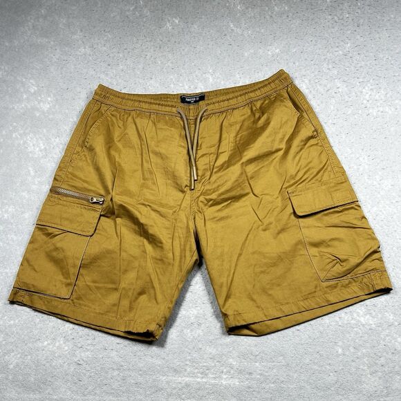 Forever 21 Cargo Shorts Mens XL Brown Utility Military Camping Hiking Knit - Picture 1 of 12